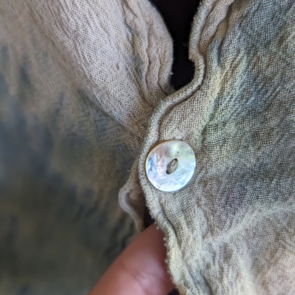 Artsy Tie Dye Gauze Vest Green Hippie Vacation Lagenlook Bohemian Sleeveless - Picture 10 of 11